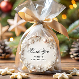 Koud Buiten Snowflake Baby shower Dank u Ronde Sticker