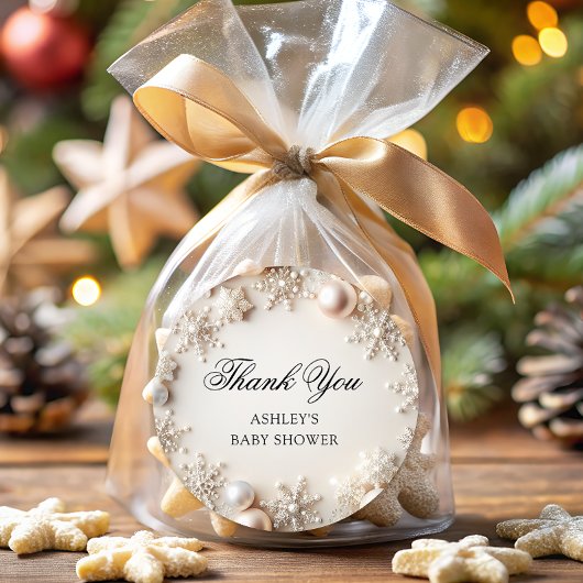 Koud Buiten Snowflake Baby shower Dank u Ronde Sticker