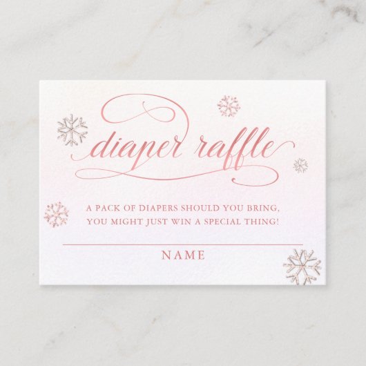 Koud Buiten Strass Glitter Luier Raffle Meisje Informatiekaartje (Voorkant)