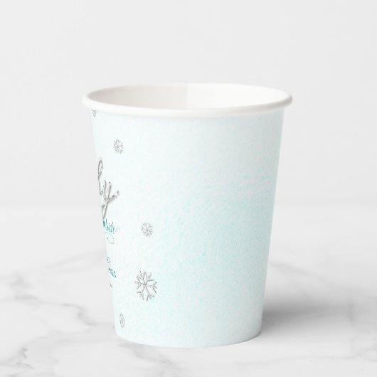 Koud Buiten Strass Glitter Winter Baby shower Papieren Bekers (Links)