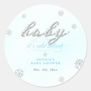 Koud Buiten Strass Glitter Winter Baby shower Ronde Sticker