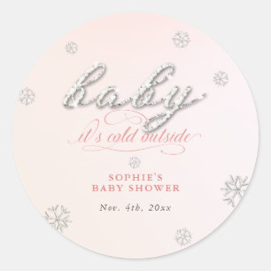 Koud Buiten Strass Glitter Winter Baby shower Ronde Sticker