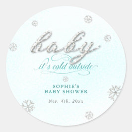 Koud Buiten Strass Glitter Winter Baby shower Ronde Sticker
