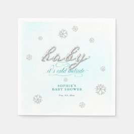 Koud Buiten Strass Glitter Winter Baby shower Servet