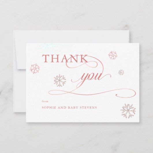 Koud buiten strass steentjes winter meisje Baby sh Bedankkaart (Voorkant)