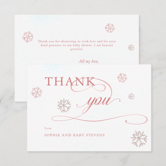 Koud buiten strass steentjes winter meisje Baby sh Bedankkaart (Voorkant / Achterkant)