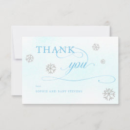 Koud buiten strass steentjes winterjongen Baby sho Bedankkaart