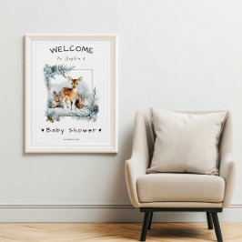 Koud Buiten Winter Animals Baby shower Welkom Poster