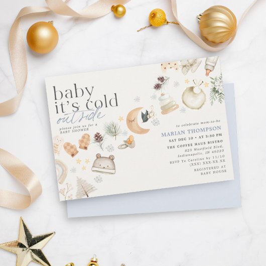 Koud Buiten Winter Baby shower Jongen Kaart