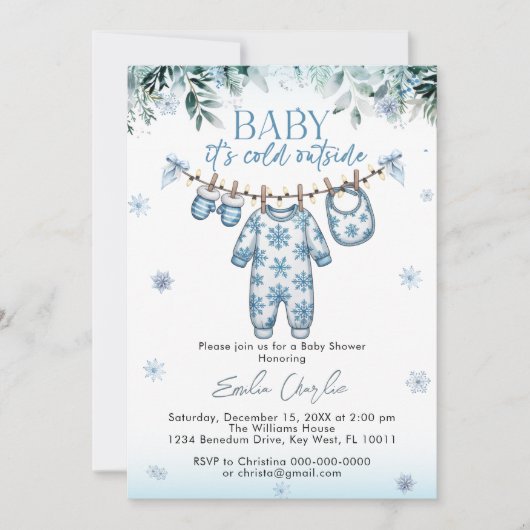 Koud Buiten Winter Babykleding Baby shower Kaart (Voorkant)