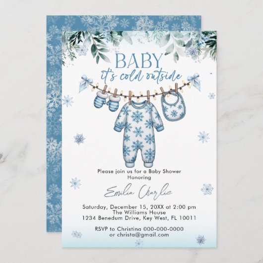 Koud Buiten Winter Babykleding Baby shower Kaart (Voorkant / Achterkant)