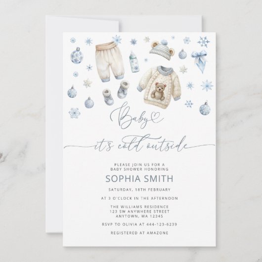 Koud buiten Winter Babykleding Douche Kaart (Voorkant)