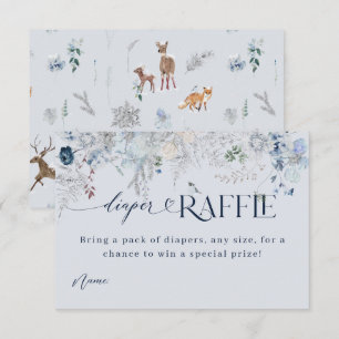 Koud buiten Winter Bloemen Herten Baby shower Boek Informatiekaartje