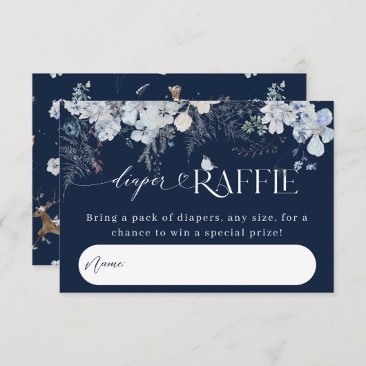 Koud buiten Winter Bloemen Herten Baby shower Boek Informatiekaartje (Voorkant / Achterkant)