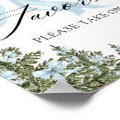 Koud Buiten Winter Blue Bow Baby shower Favors Poster (Hoek)