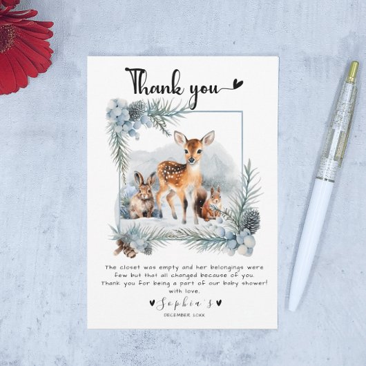 Koud Buiten Winter Bos Dieren Dank u Bedankkaart