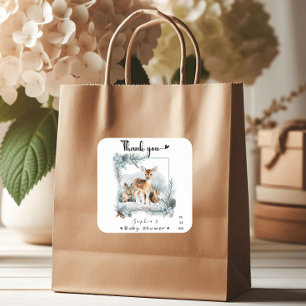 Koud Buiten Winter Bos Dieren Dank u Vierkante Sticker