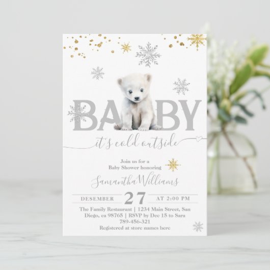 Koud Buiten Winter Geslachtsneutraal Baby shower Kaart (Staand voorkant)