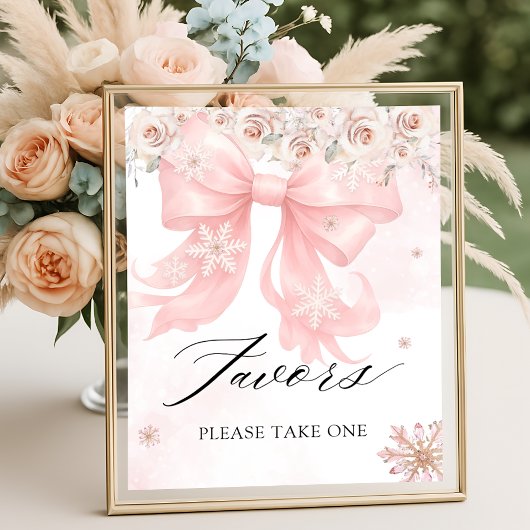 Koud Buiten Winter Roze Boog Baby shower Favoriete Poster
