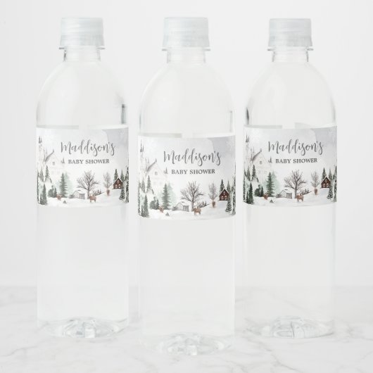 Koud Buiten Winter Wonderland Baby shower Waterfles Etiket (Flessen)