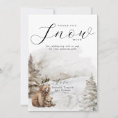 Koud buiten winterbos neutraal Baby shower Bedankkaart (Voorkant)