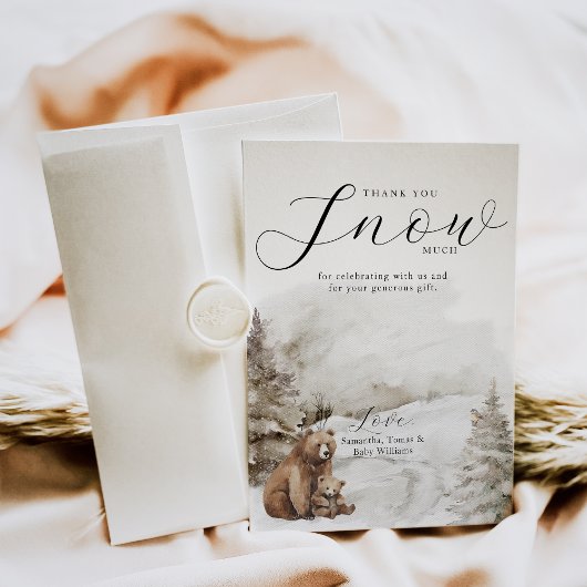 Koud buiten winterbos neutraal Baby shower Bedankkaart