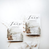 Koud buiten winterbos neutraal Baby shower Bedankkaart