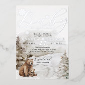 Koud buiten winterbos neutraal Baby shower Folie Uitnodiging (Voorkant)