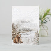 Koud buiten winterbos neutraal Baby shower Folie Uitnodiging (Staand Voorkant)
