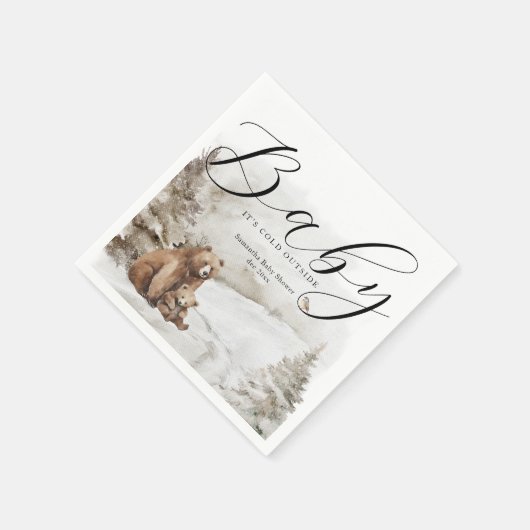 Koud buiten winterbos neutraal Baby shower Servet (Hoek)