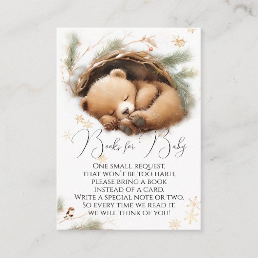 Koud Buiten Woodland Beer Winter Baby Boeken Informatiekaartje (Voorkant)