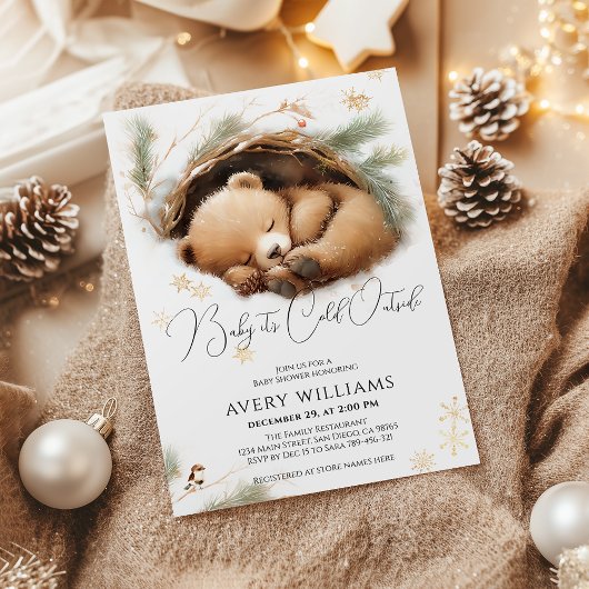 Koud Buiten Woodland Beer Winter Baby shower Kaart