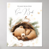 Koud Buiten Woodland Beer Winter Baby shower Poster (Voorkant)