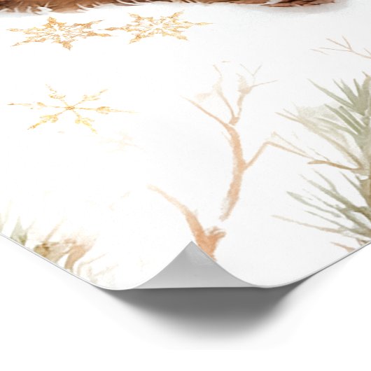 Koud Buiten Woodland Beer Winter Baby shower Poster (Hoek)