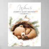 Koud Buiten Woodland Beer Winter Baby shower Poster (Voorkant)
