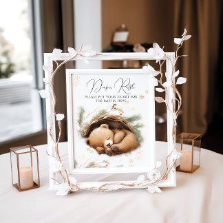 Koud Buiten Woodland Beer Winter Baby shower Poster