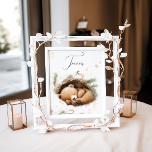 Koud Buiten Woodland Beer Winter Baby shower Poster