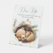 Koud Buiten Woodland Beer Winter Baby shower Reclamebord Met Voetstuk (Voorkant)