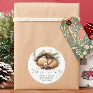 Koud Buiten Woodland Beer Winter Baby shower Ronde Sticker