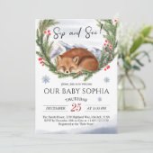 Koud buiten Woodland Fox Winter Sip en See Kaart (Staand voorkant)