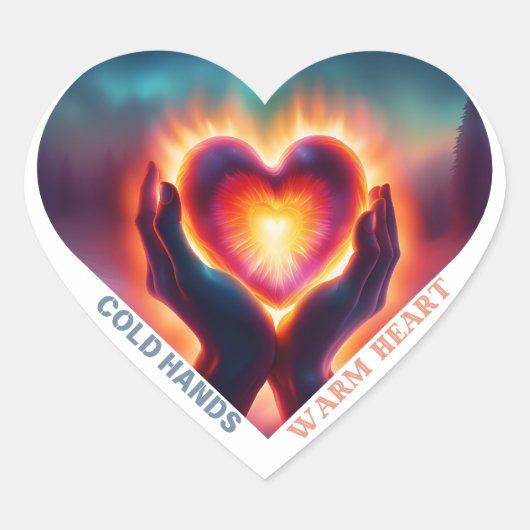 Koud Hands Warm Heart Hart Sticker (Voorkant)