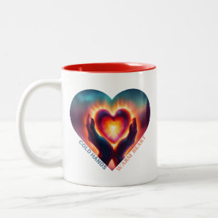 Koud Hands Warm Heart Tweekleurige Koffiemok
