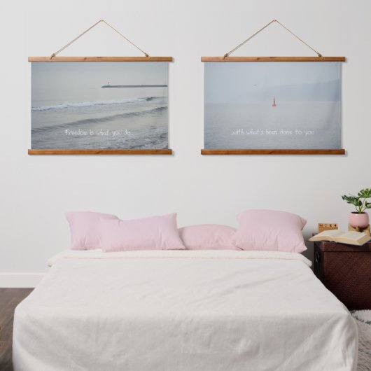 Koud kalm zee op een winterdag hangend wandkleed (Slaapkamer)