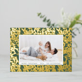 KOUD Kerst Gold Green Botanisch Lijst Folie Feestdagenkaart (Staand Voorkant)