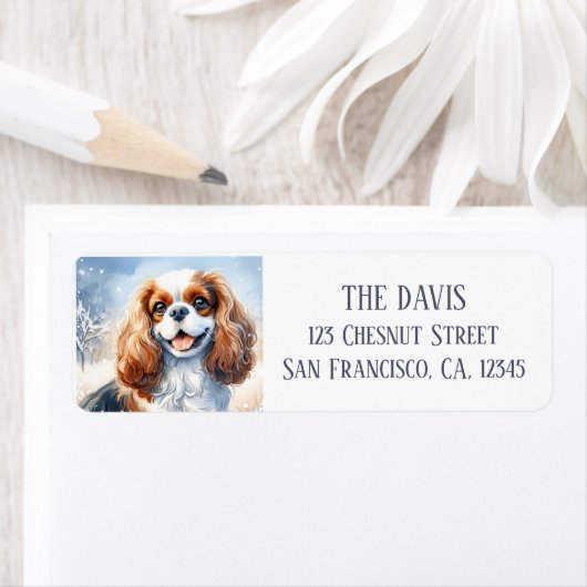 Koud landschap Waterverf Cavalier King Charles Etiket (Insitu)