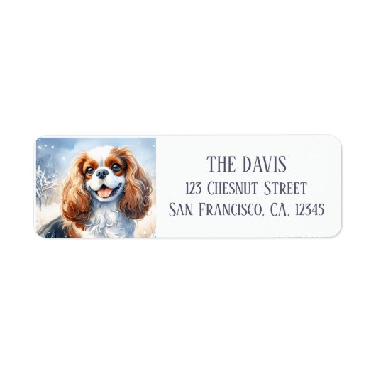 Koud landschap Waterverf Cavalier King Charles Etiket (Voorkant)