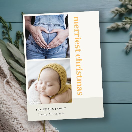 Koud minimumaantal 2 Foto Geel Kerst van Kerstmis Feestdagenkaart