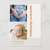 Koud minimumaantal 2 Foto Red Rust Merriest Kerstm Feestdagenkaart (Voorkant)