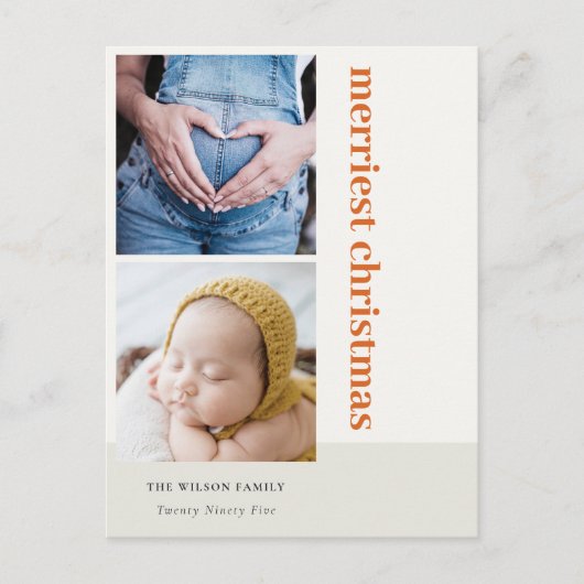 Koud minimumaantal 2 Foto Red Rust Merriest Kerstm Feestdagenkaart (Voorkant)