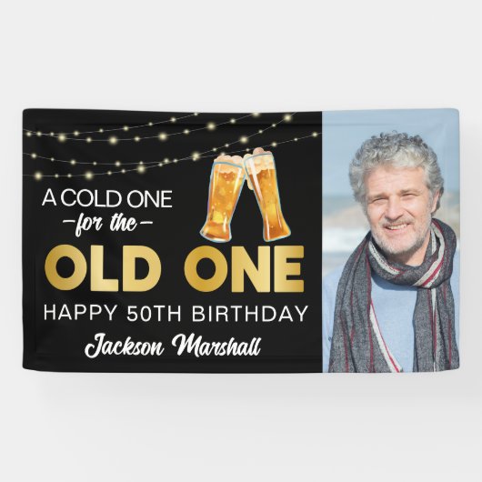 Koud voor de oude | Foto van Birthday Spandoek (Horizontaal)
